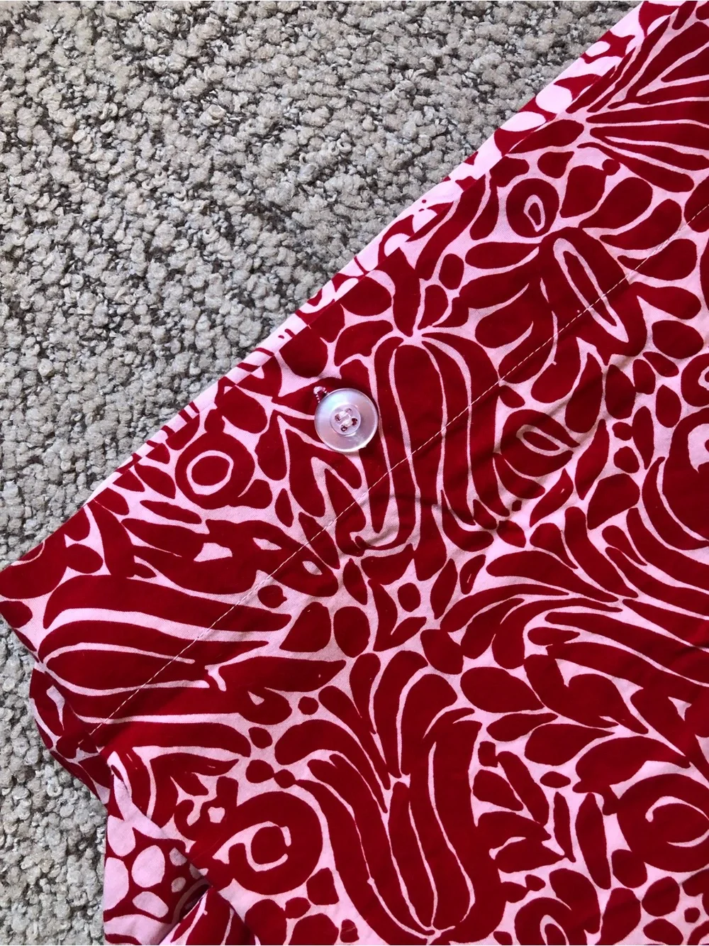 Crate & Barrel Red and White Floral Duvet Cover